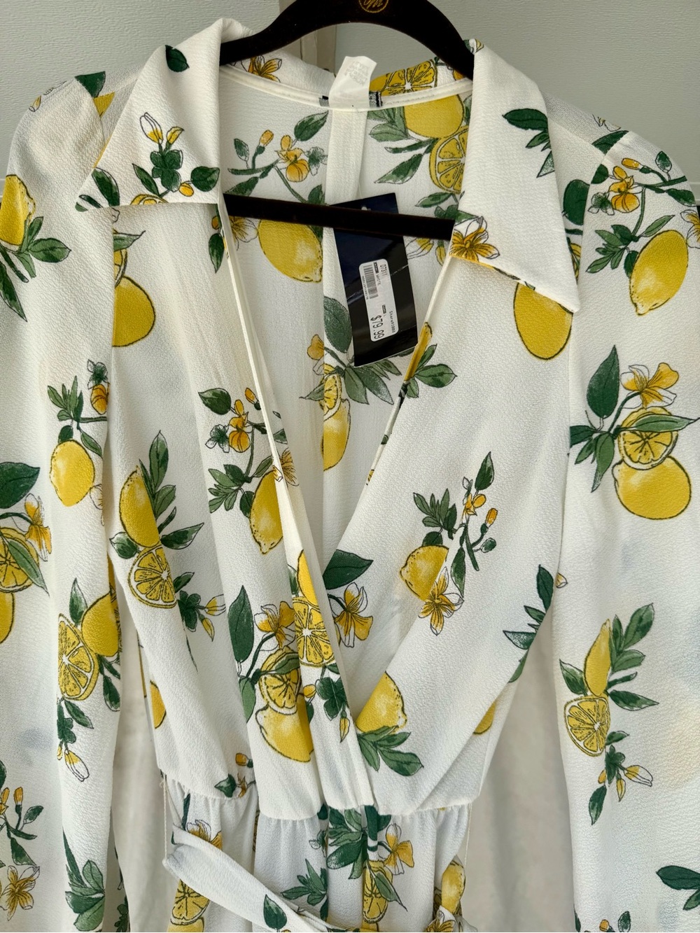 Lemon Print Faux Wrap Maxi Dress - Picture 7 of 13